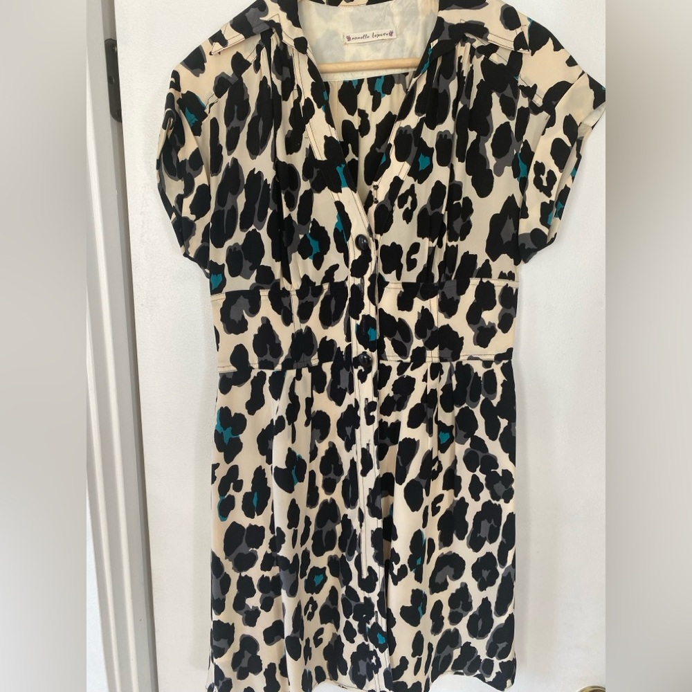 Vintage Nanette Lepore Womens Dress with Leopard and Teal Accents